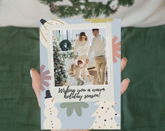 Colorful Christmas Card Template, Holiday Greeting Card, Family Christmas Photo Card, Photo Holiday Card Template, Seasons Greetings Card