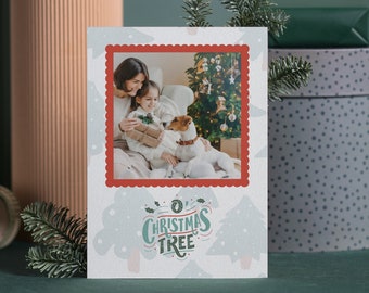 Photo Christmas Card template, Holiday Greeting Card, Family Christmas Photo Card, Photo Holiday Card Template, Christmas Tree Photo Card