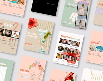Beach Bachelorette Planner, Digital Itinerary, Bachelorette Digital Template, Itinerary Template, Bachelorette Planner, Bikinis & Martinis
