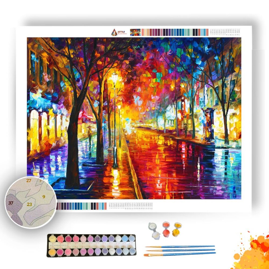 Street of the Old Town by Leonid Afremov Paint by Numbers Kit DIY