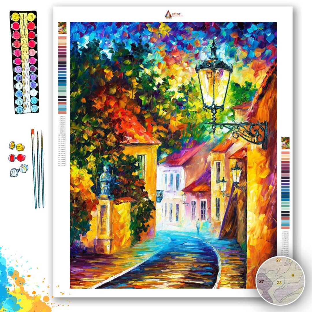 Evenings Street by Leonid Afremov Paint by Numbers Kit DIY Acrylic