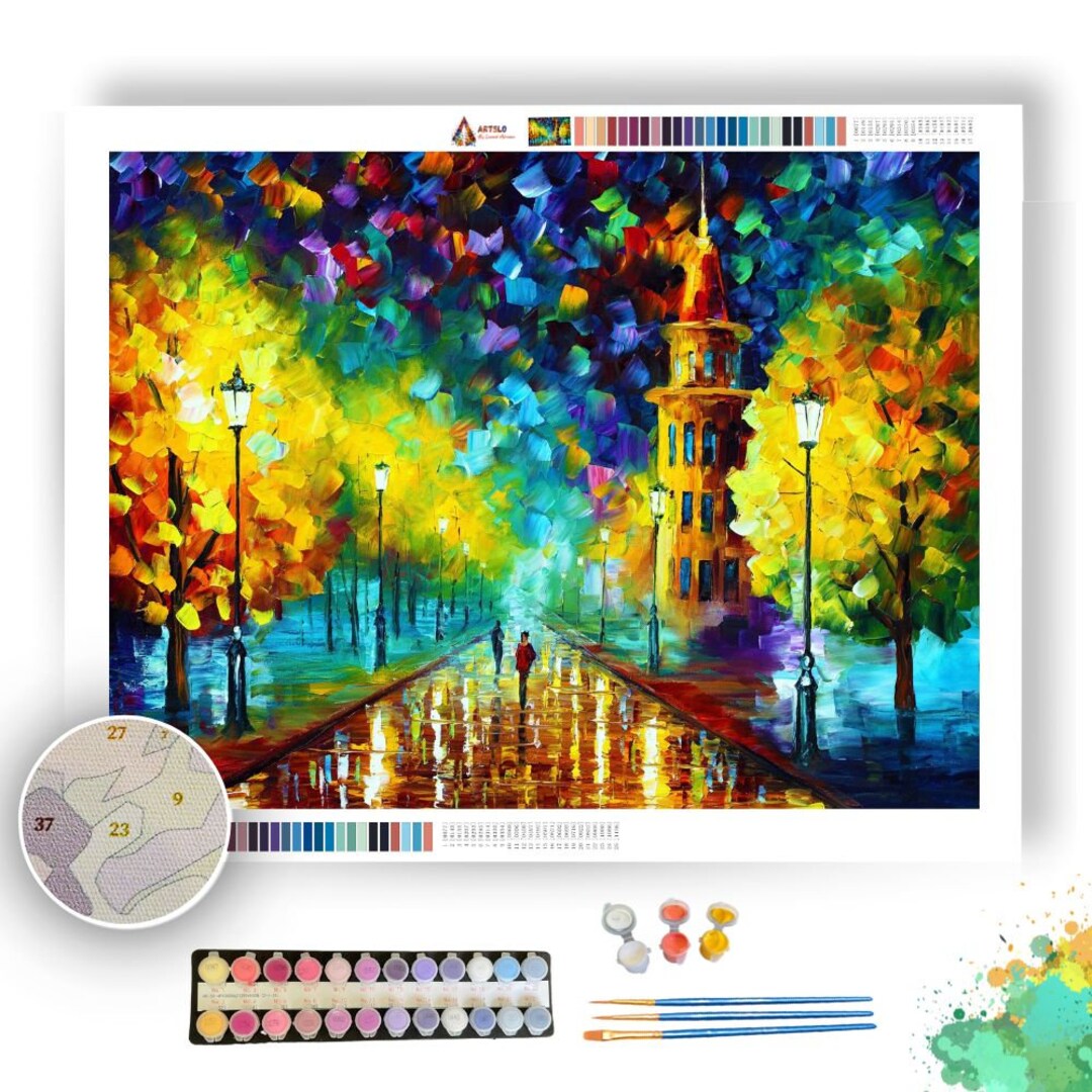 Gold Winter Night by Leonid Afremov Paint by Numbers Kit DIY Acrylic
