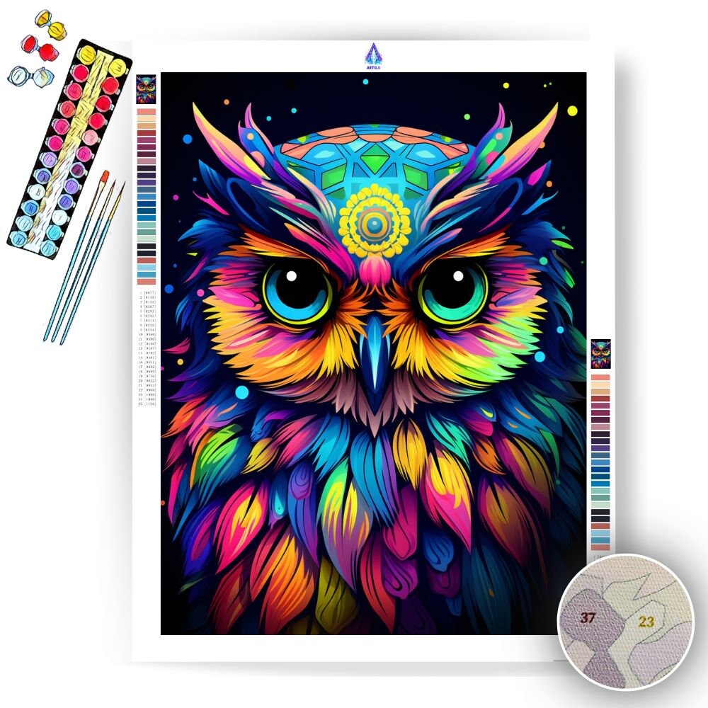 Floral Owl Paint by Numbers Colorful Oil Painting Abstract 16x20 Framed DIY  Paint by Numbers Kit for Adults Beginners 