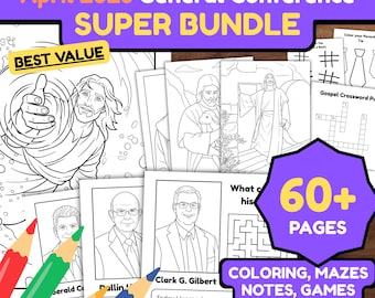 LDS General Conference Activity Packet | 60 Page Coloring Book Bundle | Primary & Teens | April 2026