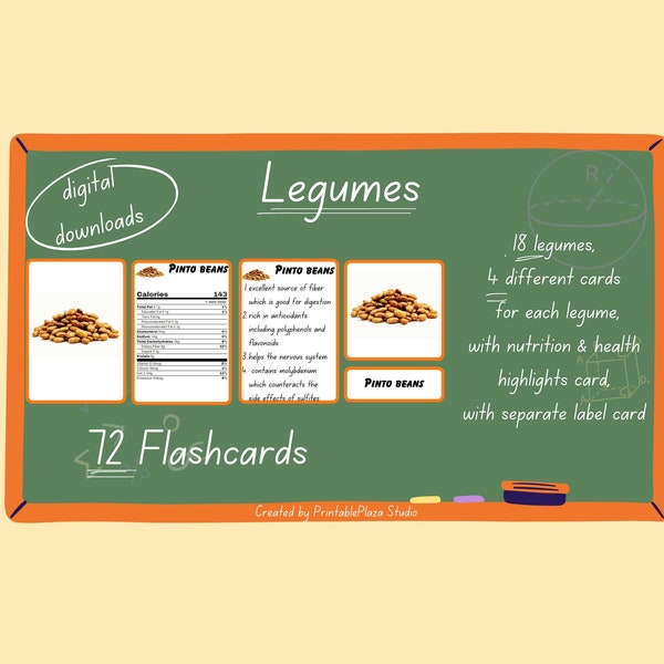 LEGUMES with real picture, 72 Montessori Cards, Flash Cards Nomenclature FlashCards Pdf Printable Cards preschool Toys