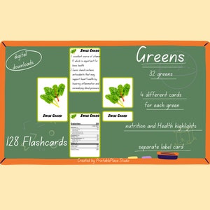 VEGETABLES GREENS with real picture, 128 Montessori Cards, Flash Cards Nomenclature FlashCards Pdf Printable Cards preschool Toys