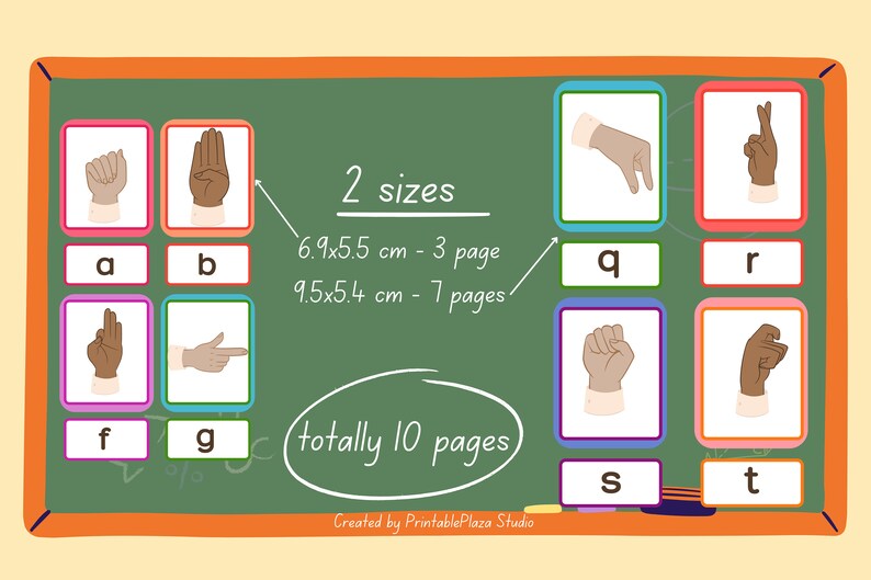 Printable ASL Sign Language Flash Cards ASL Flashcards Montessori Cards