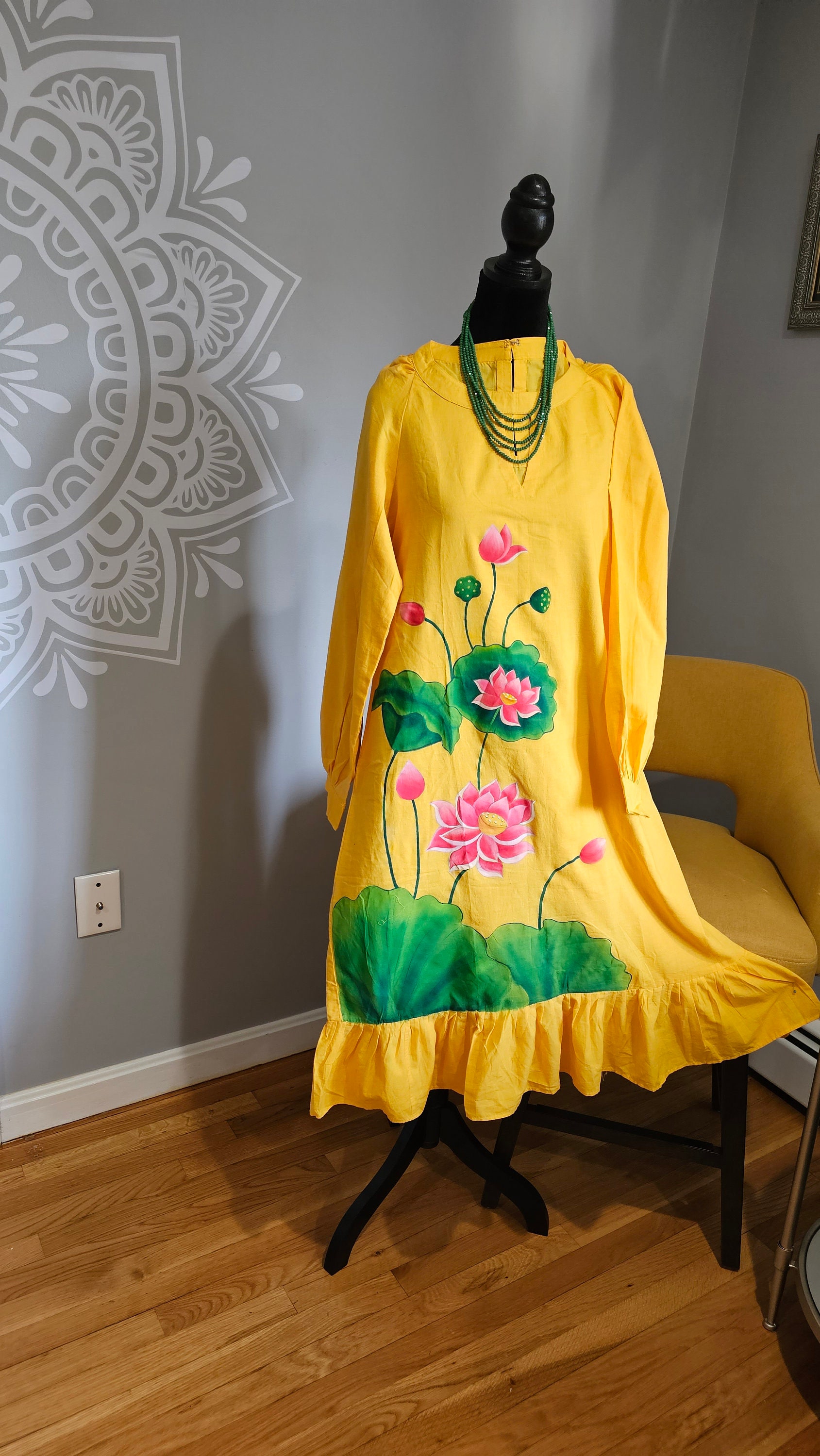 white christmas dresses Hand Work Floral Embroidery Design Raw Silk Kurta main image 1