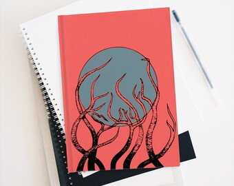 Abstract Minimalist Organic Design, Dusty Blue & Salmon, Journal/Sketchbook - 128 Blank Pages