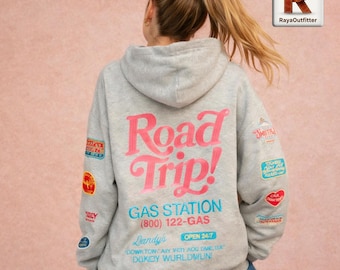Oversized Road Trip Graphic Hoodie for Women Streetwear Travel Hoodie