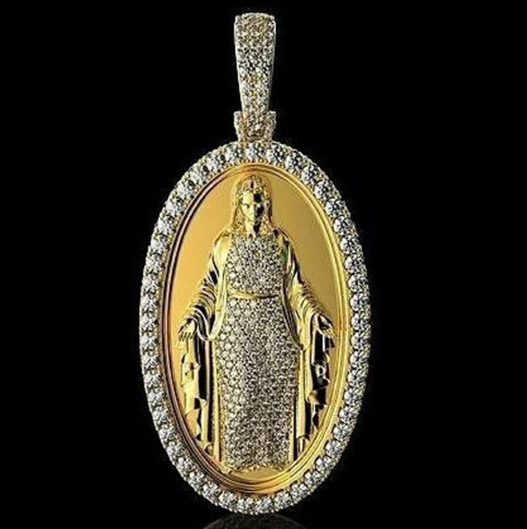 Miraculous Virgin Mary Gold Necklace 14K Gold Plated Holy Etsy