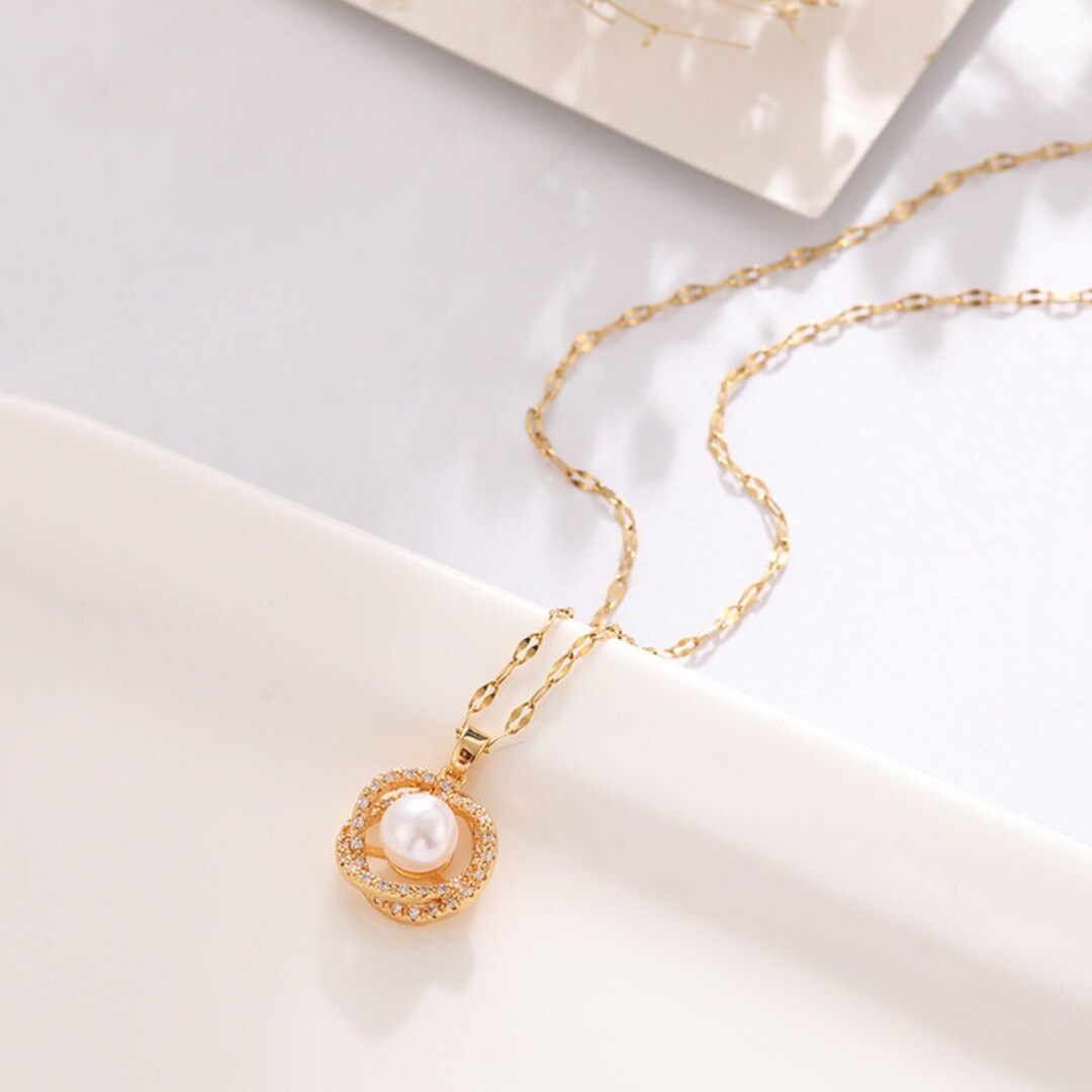 Women's Gold Pearl Necklace Bird's Nest Pearl Etsy