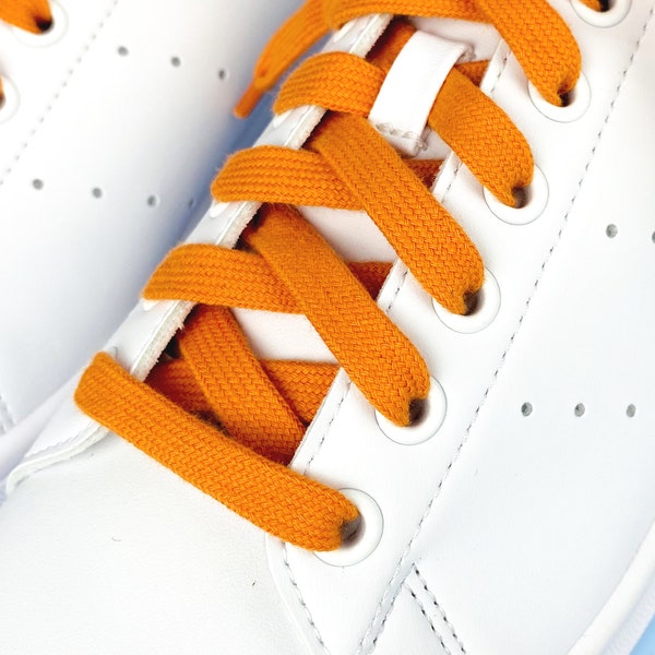 Orange Cotton Shoelaces - Yellow Flat Shoelaces for Sneakers and Shoes