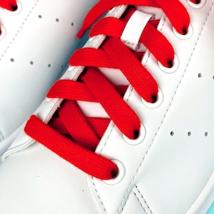 Red Cotton Shoelaces - Red Flat Shoelaces for Sneakers and Shoes