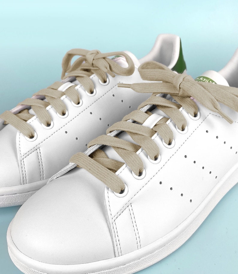 White Beige Cotton Shoelaces Beige Flat Shoelaces for Sneakers and