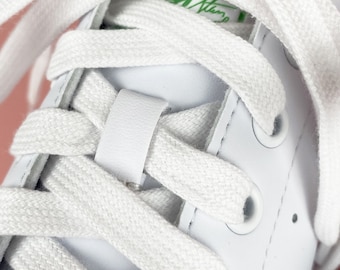 White Cotton Shoelaces - White Flat Shoelaces for Sneakers and Shoes