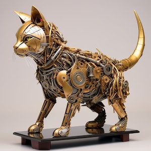 Mechanical cat ,AI generated
