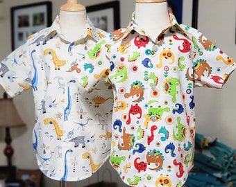 Dinosaur Print Button Down Shirt for Toddlers and Kids