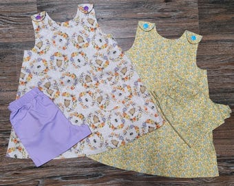 Girls A-Line Vintage Inspired Short Dress with Shorts