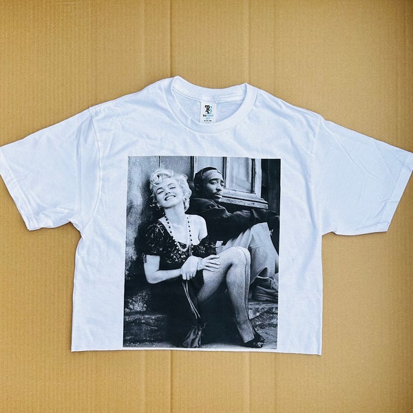 Tupac n Monroe graphic cropped top shirt