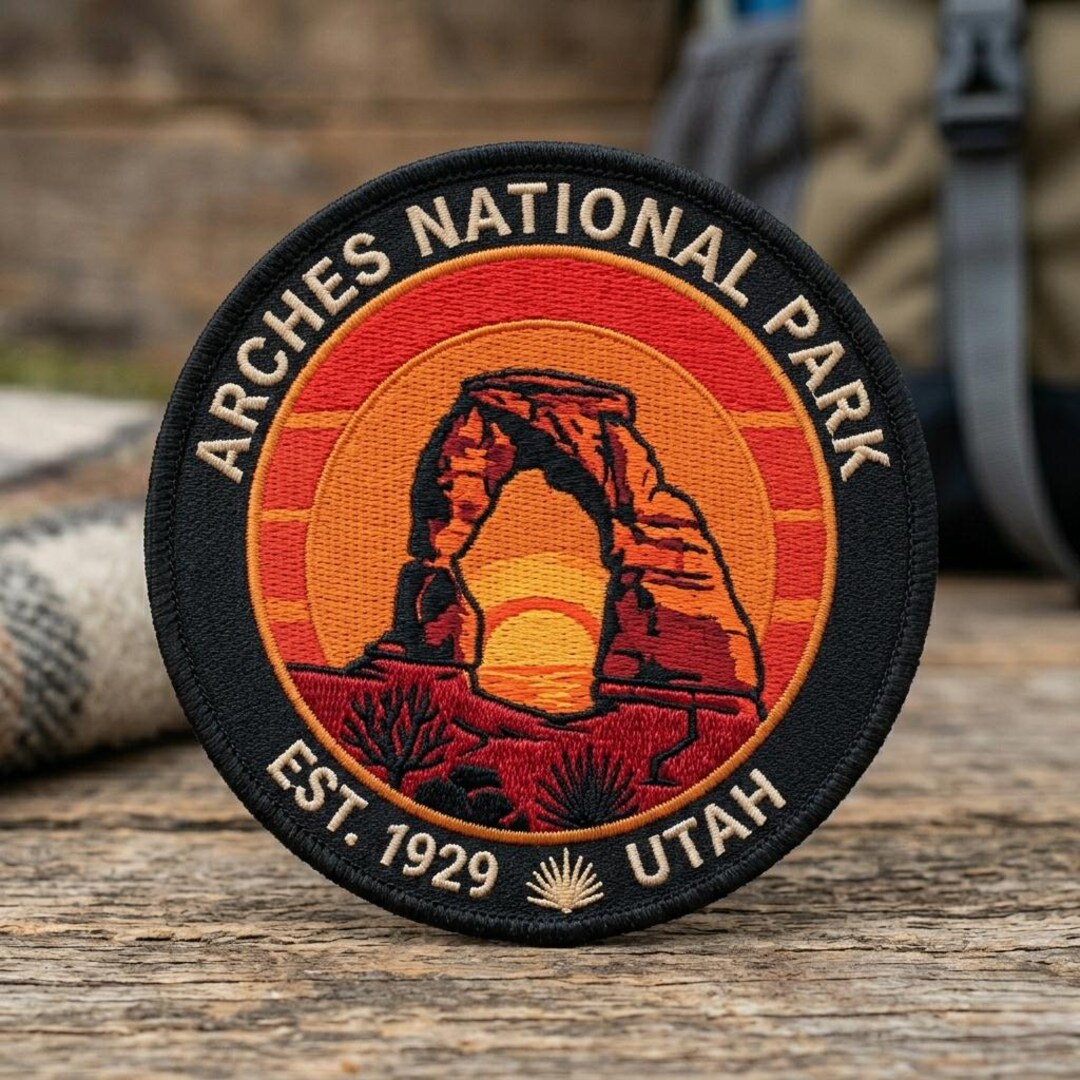 Embroidered Desert Arch Patch, Sunset Canyon Landscape Patch, Hiking ...