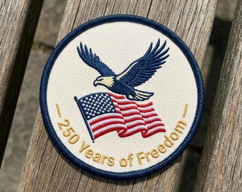 USA 250 Embroidered Patch Eagle American Flag 250 Years of Freedom Patriotic Iron On Patch Gift