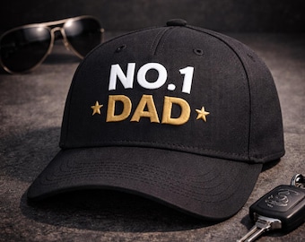 Custom No.1 Dad Embroidered Hat, Number One Dad Baseball Cap, Father’s Day Gift for Dad, Best Dad Ever Two Tone Hat