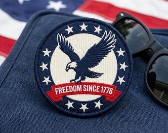 Patriotic Eagle Embroidered Patch Freedom Since 1776 USA Flag American Pride Iron On Patch Veteran Gift