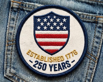 USA 250 Years Embroidered Patch, Established 1776 American Badge, Patriotic Iron On Patch, Independence Gift