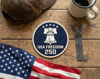 USA Freedom 250 Embroidered Patch Liberty Bell Patriotic Badge American Anniversary Vintage Embroidery Gift