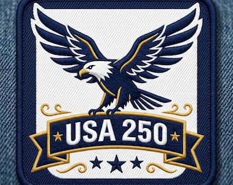 USA 250 Embroidered Patch Patriotic Eagle Badge American Anniversary Vintage Style Embroidery Patch Gift