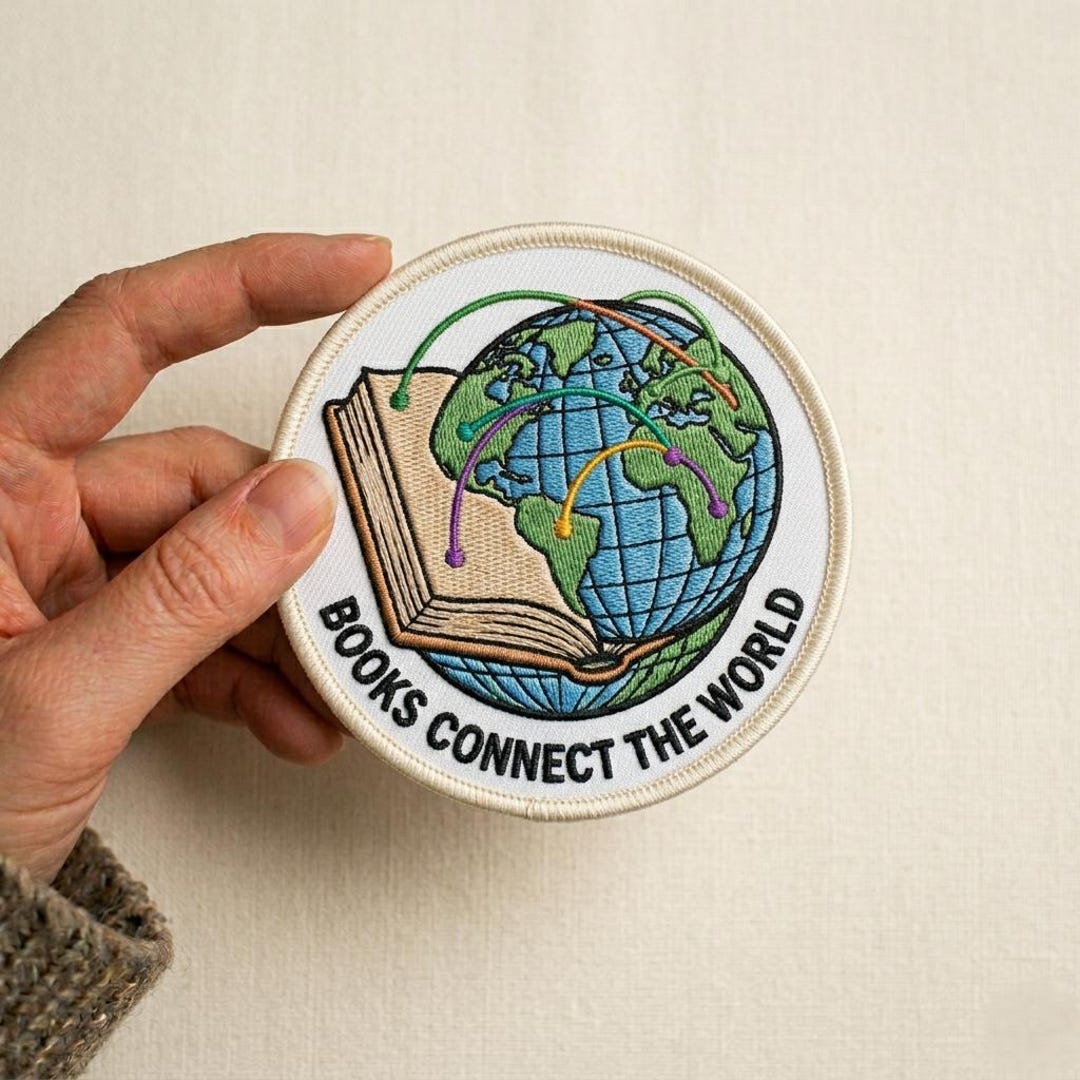 Embroidered Book Patch Books Connect the World Teacher Gift Reading ...