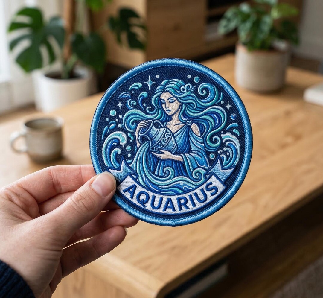 Aquarius Embroidered Patch Zodiac Sign Gift Astrology Lover Birthday ...