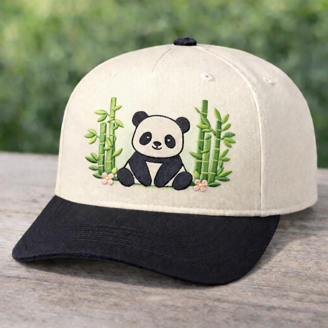 Cute Panda Embroidered Cap, Bamboo Bear Baseball Hat, Animal Lover Gift ...