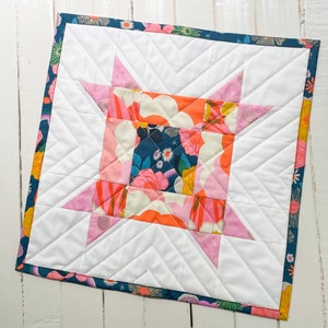 Quilted Mini- Axel Stars Mini Quilt made with Reverie Fabric by Melody Miller for Ruby Star Society