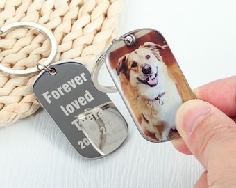 Custom Pet Keychain, Custom Dog Photo Keychain, Cat Picture Keychains, Keyring For Pet Loss, Engraved Pet Name Key Chain, Dog Memorial Gift
