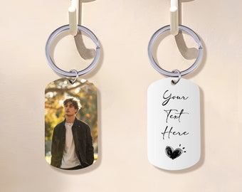 Photo Engraved Keychain, Doubled Sided Picture Keychain, Personalized Photo Keychain, Custom Picture Keychain, Anniversary Gift for Him