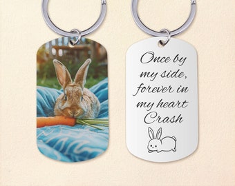 Rabbit Memorial Keychain, Loss of Rabbit, Memorial for Bunny, Bunny Loss Gift, Custom Pet Memorial, Rabbit Sympathy Gifts,Photo Pet memorial