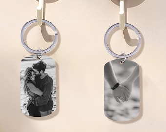 Picture Keychain, Doubled Sided Picture Keychain, Keychain For Boyfriend, Personalized Text Keychain, Custom Photo Anniversary Gift For Her