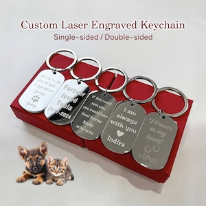 Custom Laser Engraved Stainless Steel Keychain, Personalized Gift