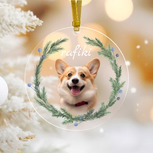 Ornement personnalisé pour animaux de compagnie, ornement de Noël pour chien personnalisé, ornement pour animaux de compagnie utilisant une photo, ornement photo de Noël pour chat, cadeau de nom de portrait d’animal de compagnie