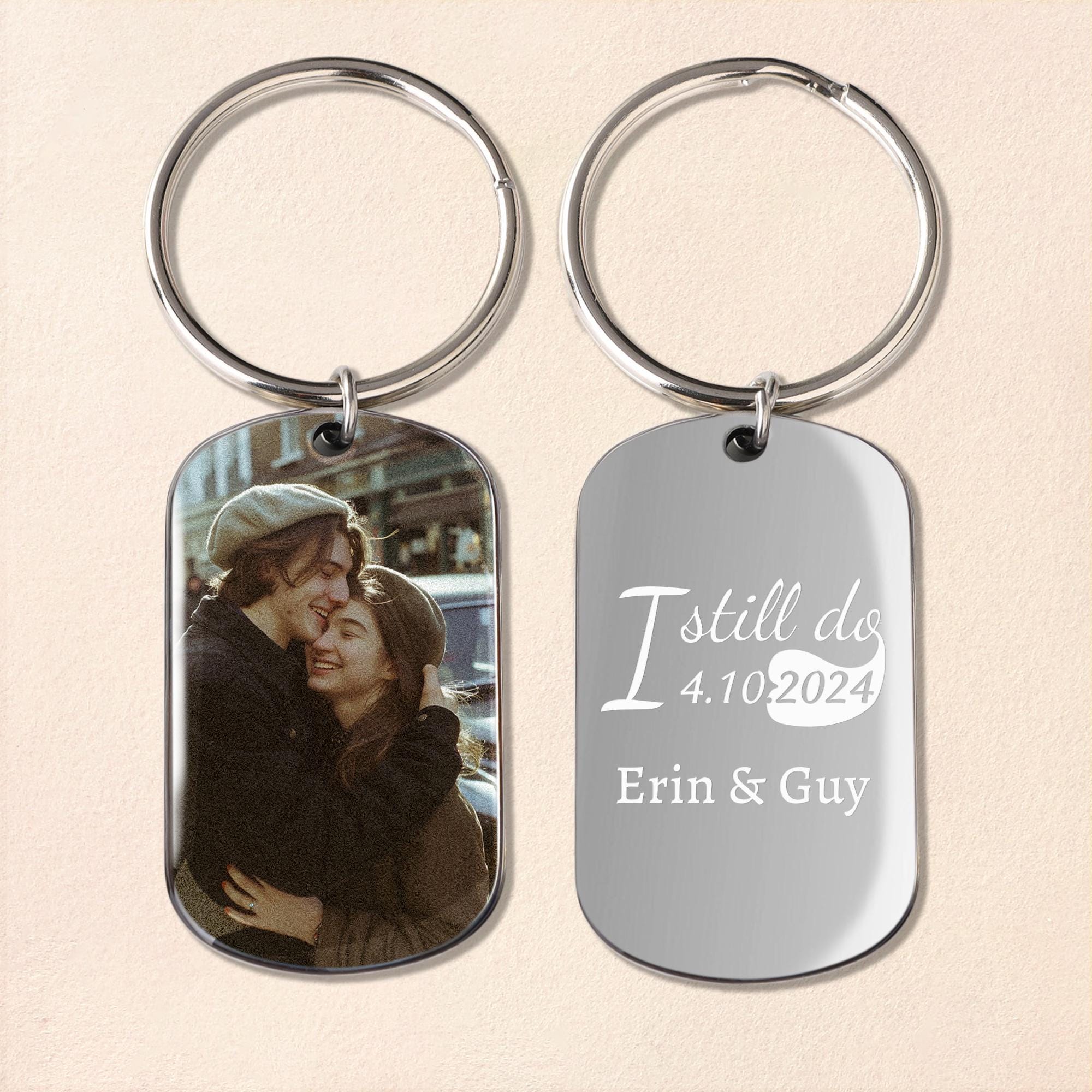 Personalisierter Schlüsselanhänger Mit Foto-Druck – Individuelles Edelstahl-Geschenk Für Paare Und Freunde
