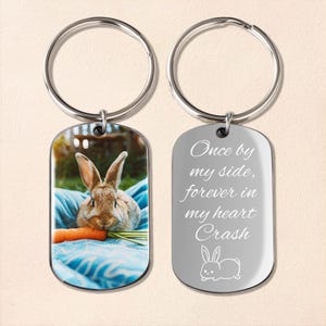 Kundenspezifisches Kaninchen-Foto-Memorial-Schlüsselbund: Kaninchenverlust-Geschenk