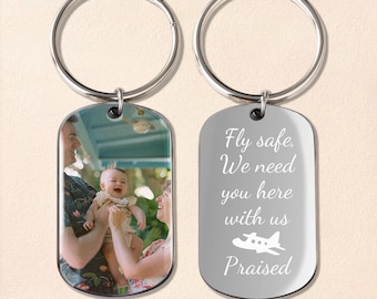 Gepersonaliseerde fotosleutelhanger: op maat gemaakt roestvrijstalen vadercadeau