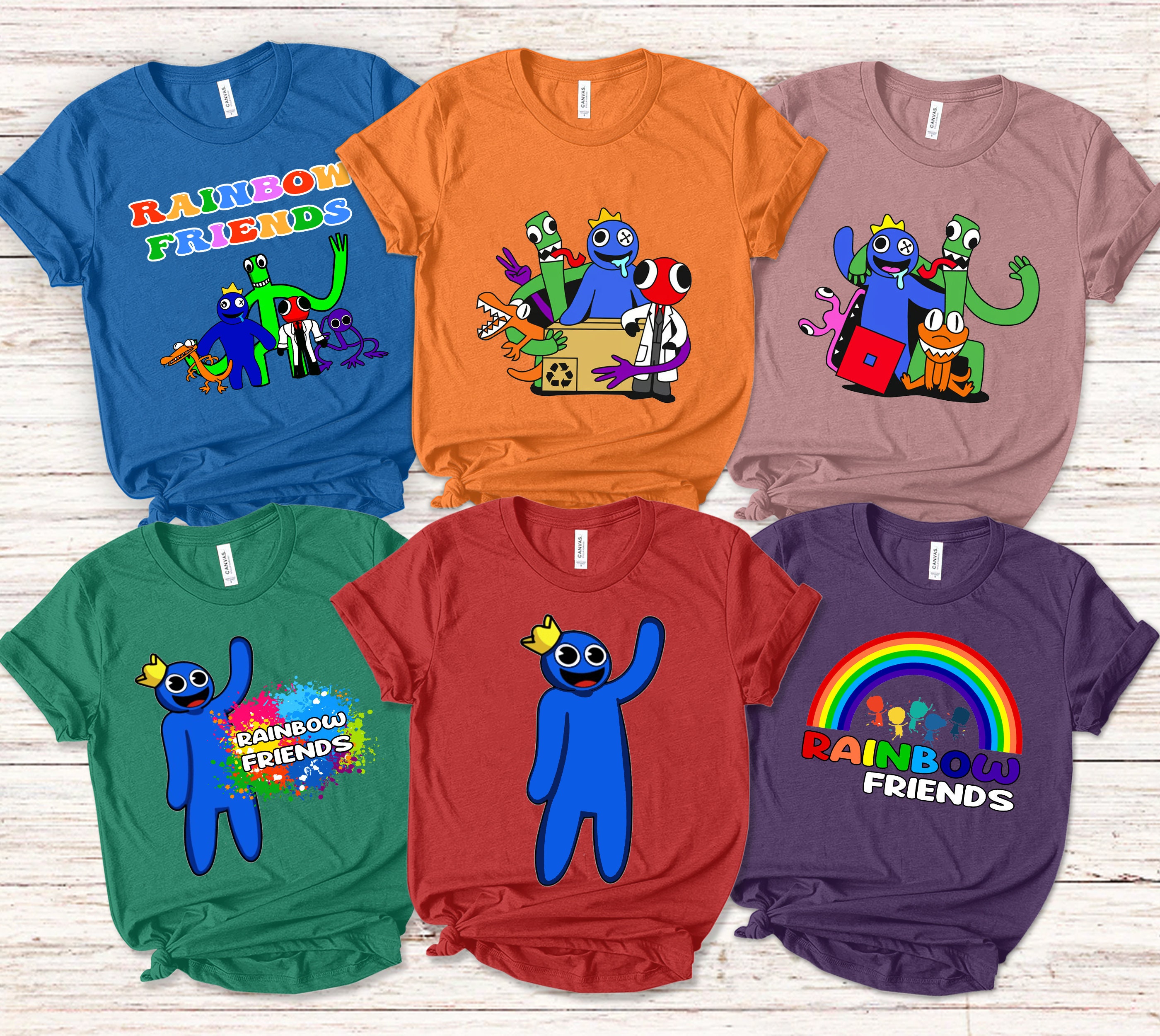 Rainbow Blue Red Orange Green Friends Roblox For Birthday Gift Kids T-Shirt