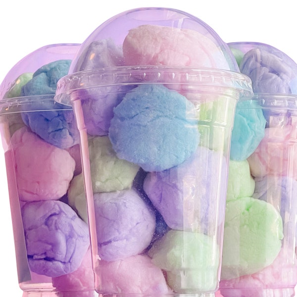 Cotton Candy Cups with lid Cotton Candy Balls in dome cup Dome cup party favors portable snacks
