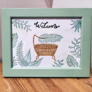 Affiche et Carte - Berceau jungle forêt à l'aquarelle "Welcome"