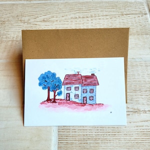 Carte - Maisons Bleues à l'aquarelle