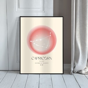 STEENBOK Art Print, Horoscoop Zodiac afdrukbare kunst, astrologie kunst, sterrenbeeld kunst, Steenbok Poster, Steenbok Gift, DIGITALE DOWNLOAD