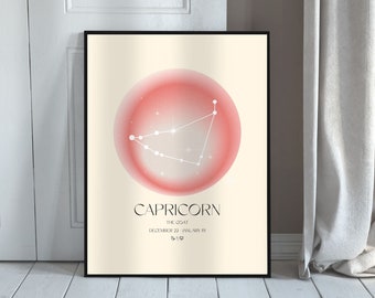 CAPRICORN Art Print, Horoscope Zodiac Printable Art, Astrology Art, Star Sign Art, Capricorn Poster, Capricorn Gift, DIGITAL DOWNLOAD